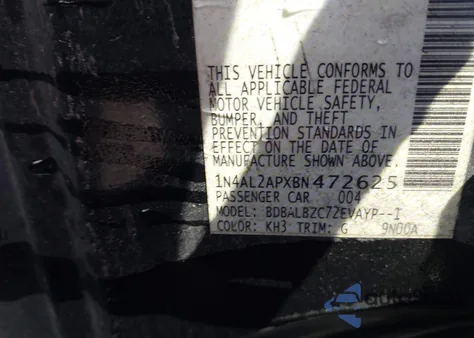 2011 Nissan Altima 2.5 S z USA, uszkodzony, nr VIN 1N4AL2APXBN472625